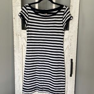 Banana Republic Dark Navy Striped T-shirt Dress